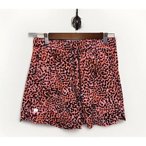 Fabletics Women's Size S Flash Orange Safari Spots Zebra Drawstring Shorts EUC